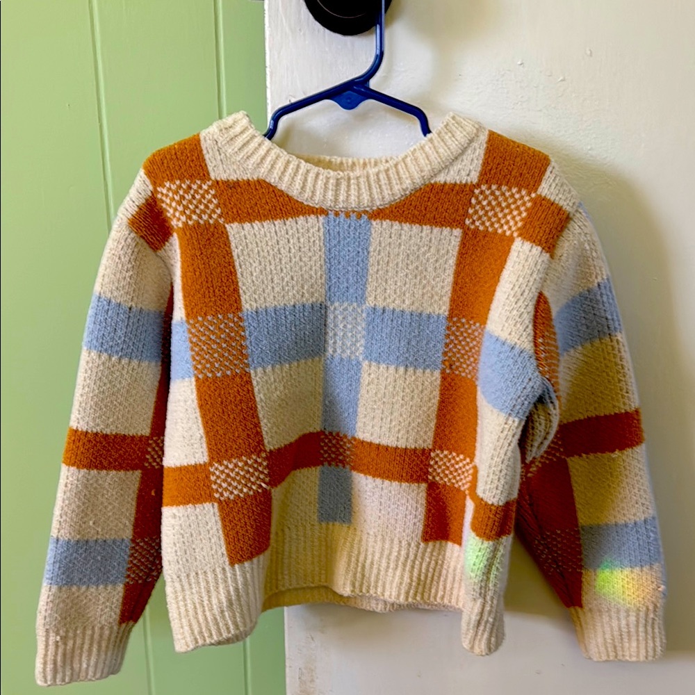 Open Edit Plaid Knit Sweater